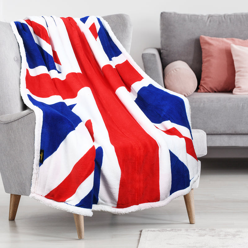 UK Flag Sherpa Throw Blanket - Home and Garden product photo