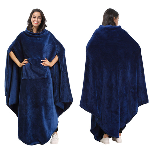 Long Fleece Wearable Poncho Blanket
