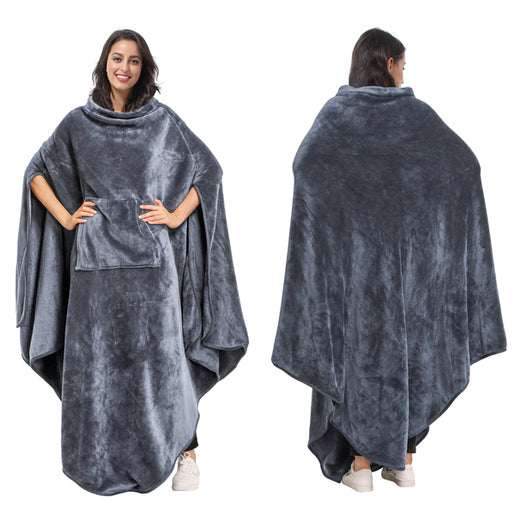 Long Fleece Wearable Poncho Blanket