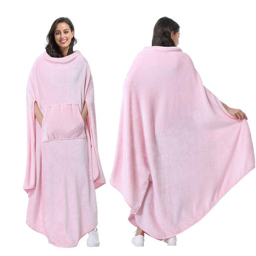 Long Fleece Wearable Poncho Blanket