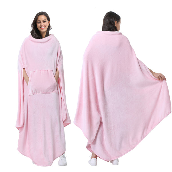 Long Fleece Wearable Poncho Blanket