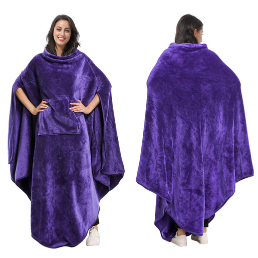 Long Fleece Wearable Poncho Blanket