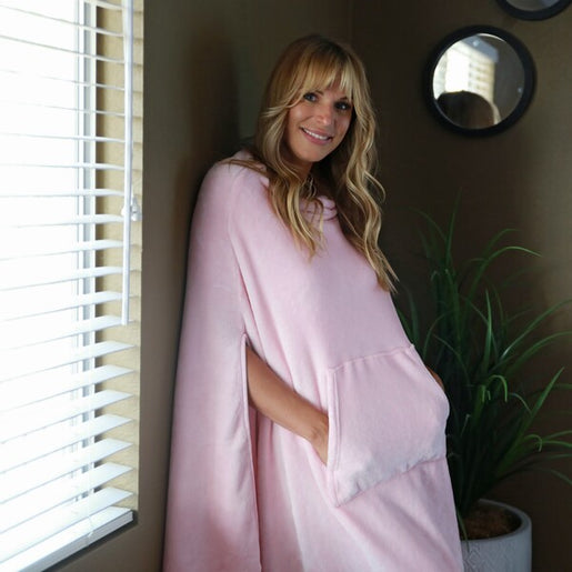 Long Fleece Wearable Poncho Blanket