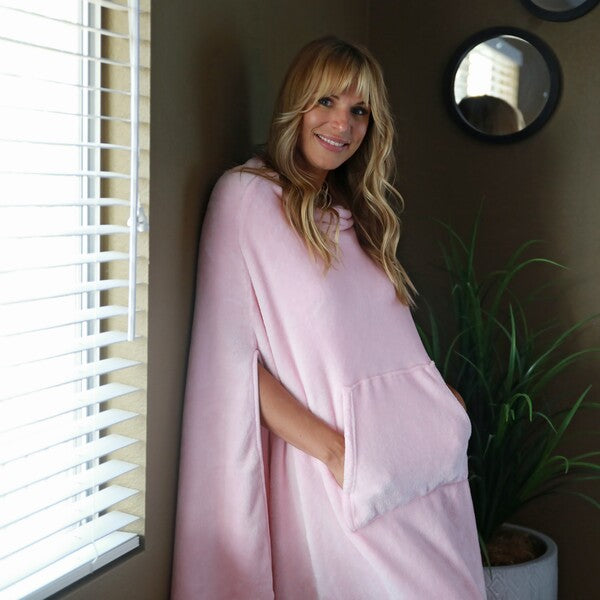 Long Fleece Wearable Poncho Blanket
