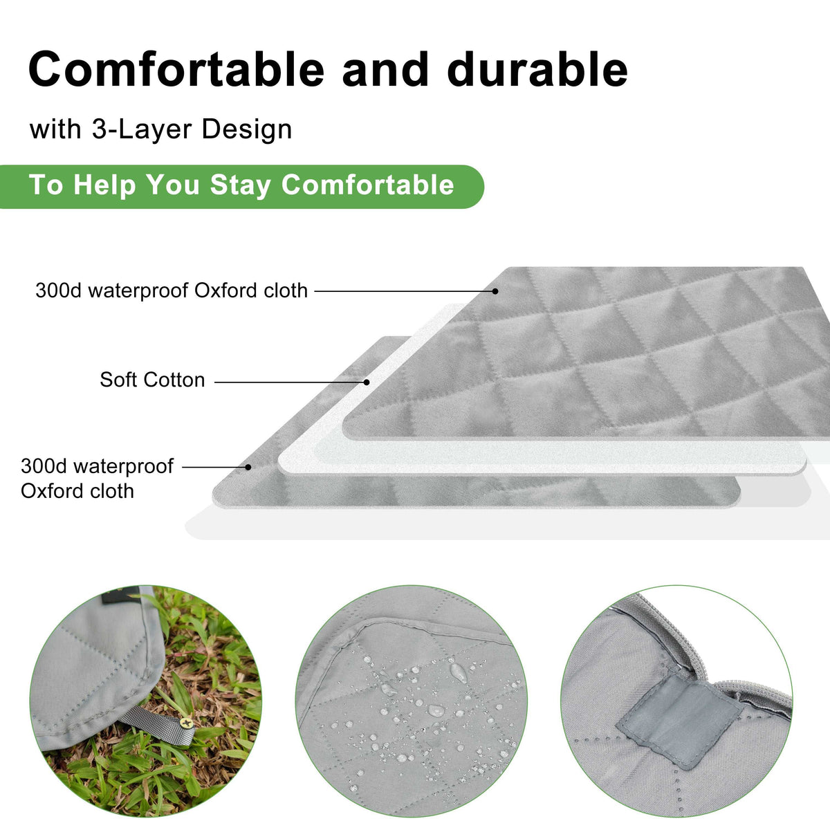 Summer Outdoor Foldable Waterproof Blanket for Picnic, 50‘’ x 60‘’