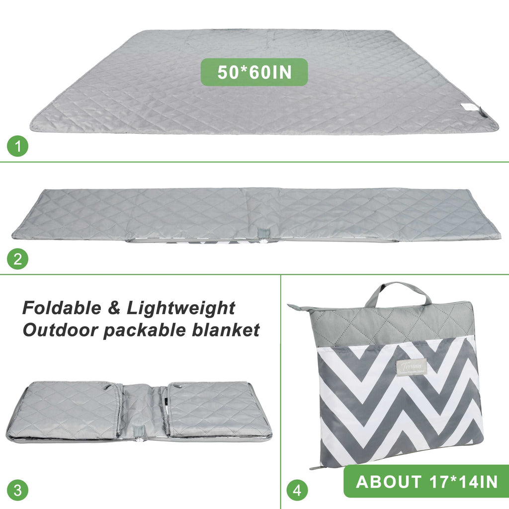 Summer Outdoor Foldable Waterproof Blanket for Picnic, 50‘’ x 60‘’