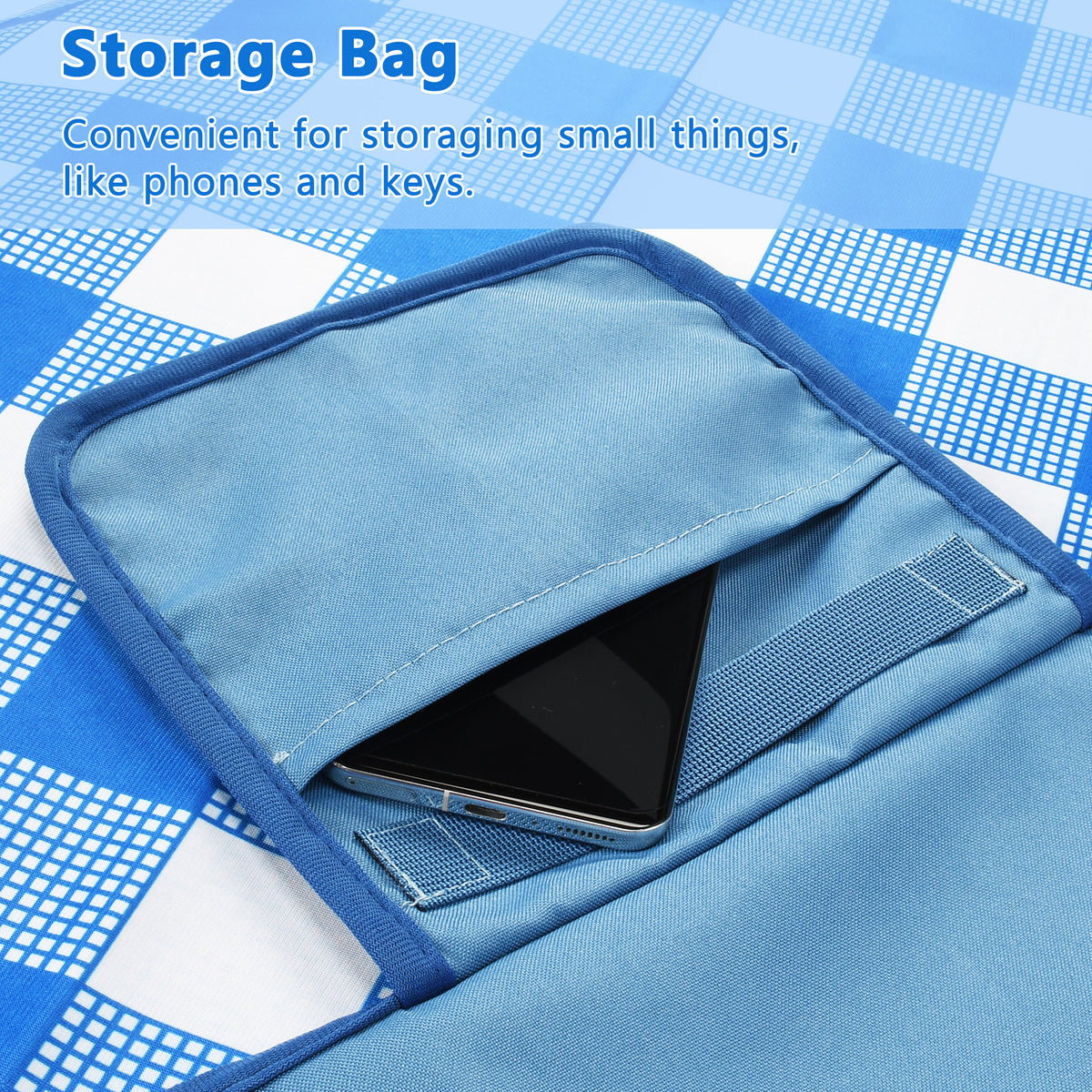 Warp Knit Fabric Camping Waterproof Throw Blanket  for Summer, 60”x 80” back view