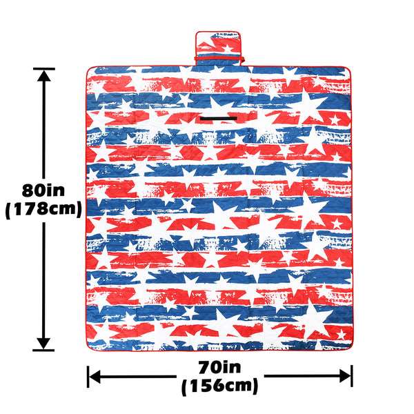 Quality Large Picnic Blanket 70" X 80" with USA Pattern Design