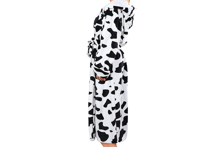 Tirrinia Long Fleece Bathrobe with Hood Sherpa Lined for Women