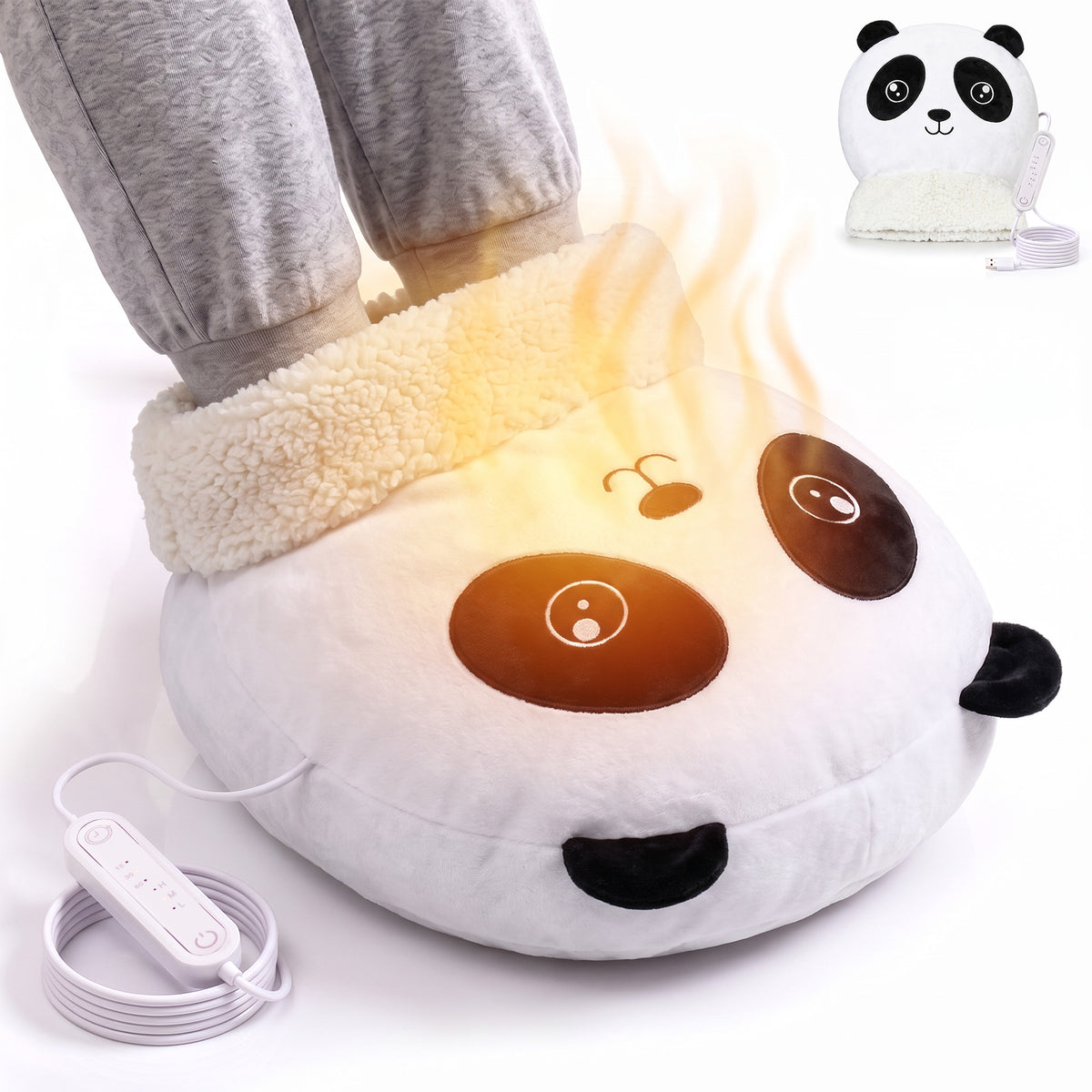 Tirrinia Electric Foot Warmer — USB Heated Plush Foot Warmer with 3 Heat Settings & Timer, Adult & Kids Sizes