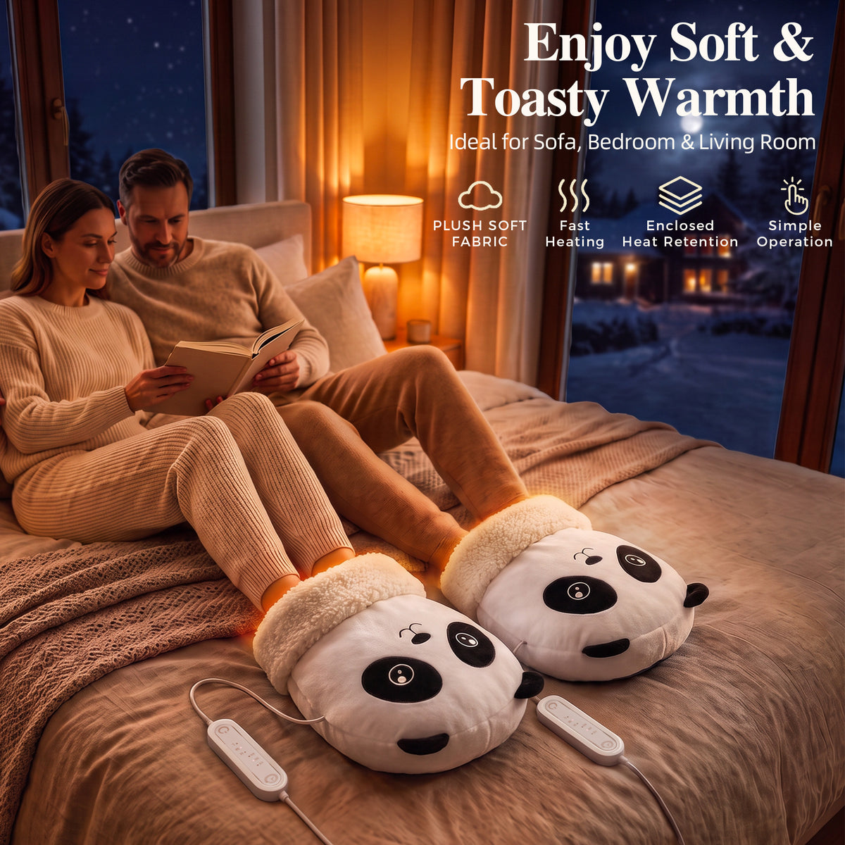 Tirrinia Electric Foot Warmer — USB Heated Plush Foot Warmer with 3 Heat Settings & Timer, Adult & Kids Sizes