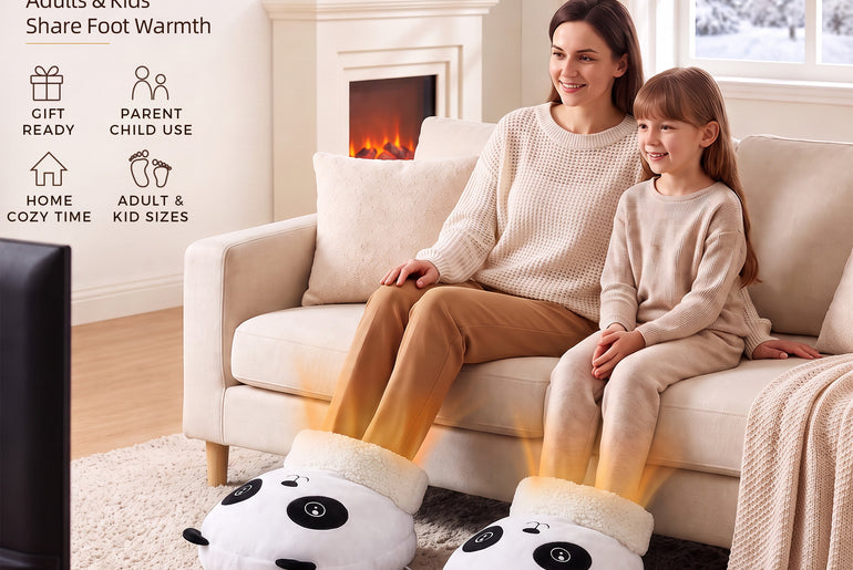 Tirrinia Electric Foot Warmer — USB Heated Plush Foot Warmer with 3 Heat Settings & Timer, Adult & Kids Sizes