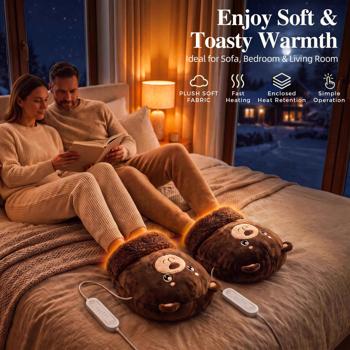 Tirrinia Electric Foot Warmer — USB Heated Plush Foot Warmer with 3 Heat Settings & Timer, Adult & Kids Sizes