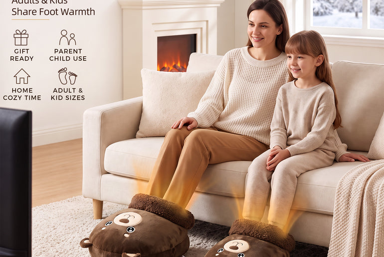 Tirrinia Electric Foot Warmer — USB Heated Plush Foot Warmer with 3 Heat Settings & Timer, Adult & Kids Sizes