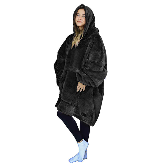Dark Color Sherpa Oversized Hoodie Blanket - Womenswear & Underwear -> Women's Tops -> Hoodies & Sweaters product photo