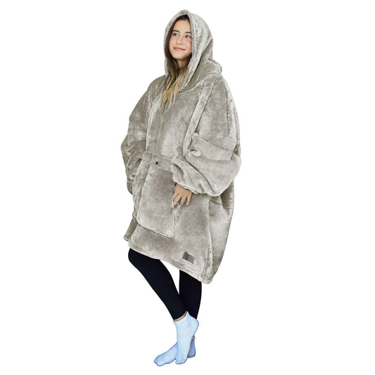 Light Color Sherpa Oversized Hoodie Blanket front view