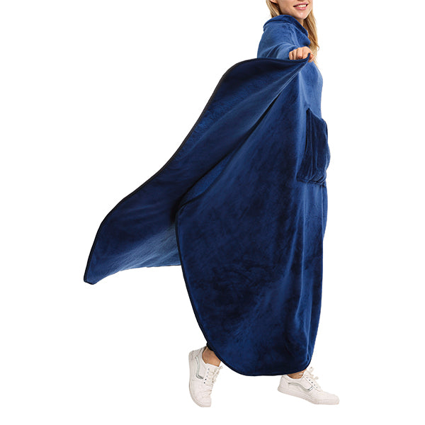 Long Fleece Wearable Poncho Blanket