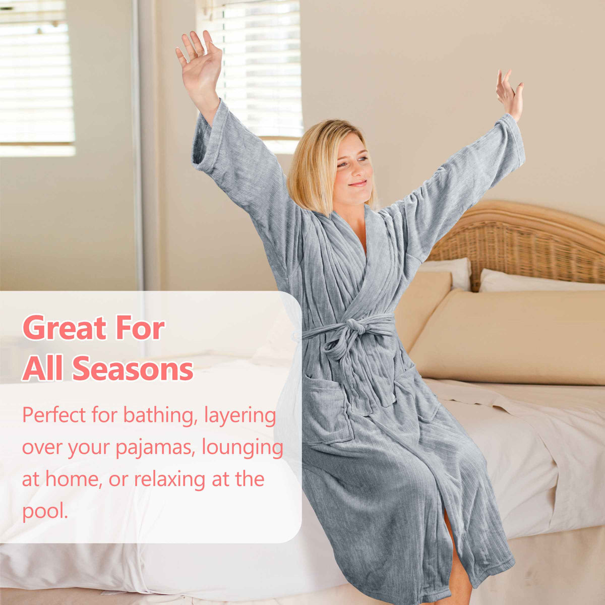 Catalonia by Tirrinia Grey Lightweight Chenille Womens Robes