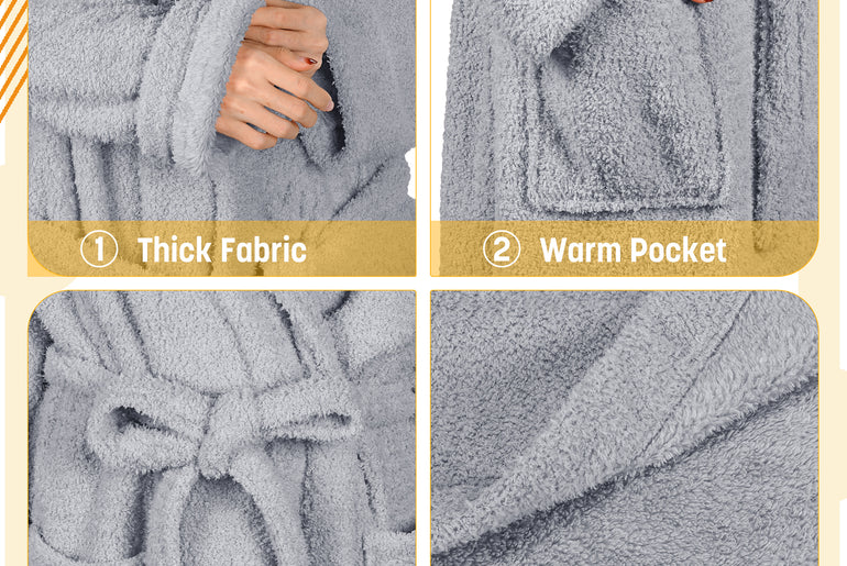 Premium Fluffy Plush Soft Robe for Women Grey side view