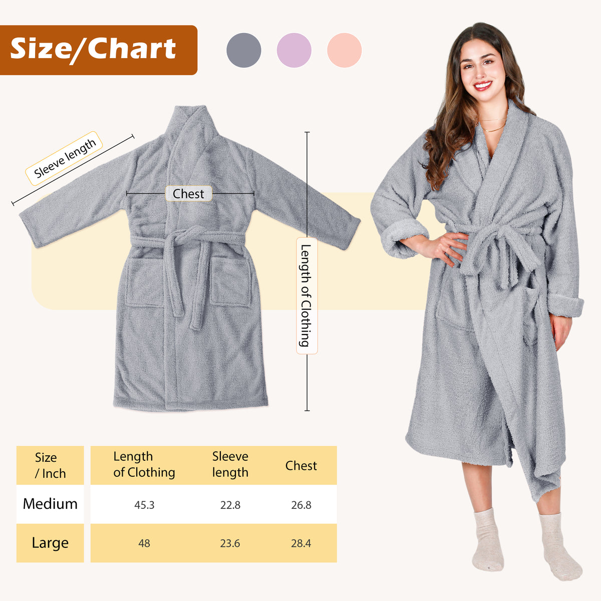 Premium Fluffy Plush Soft Robe for Women Grey product image 5