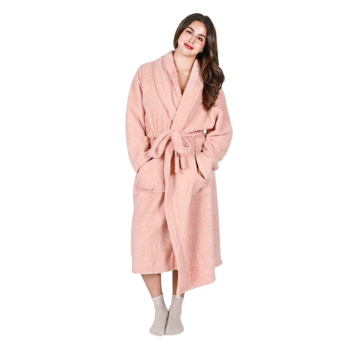 Premium Fluffy Plush Soft Robe for Women Pink - Clothing product photo