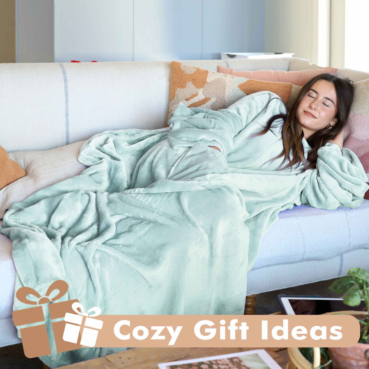 Light Color Fleece Wearable Blanket