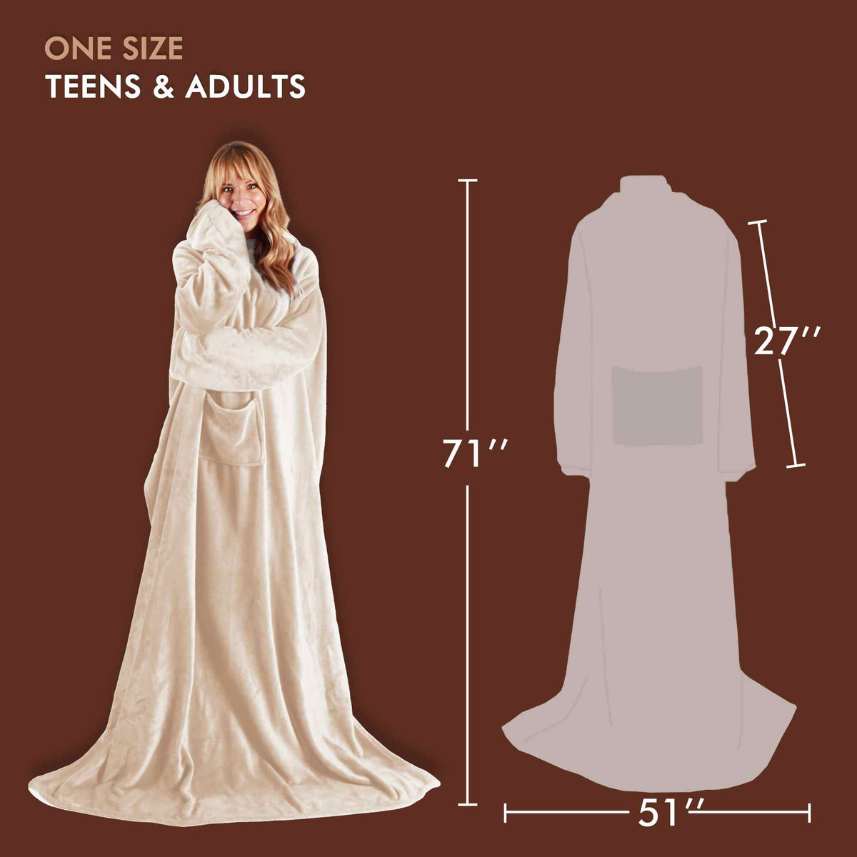 Light Color Fleece Wearable Blanket