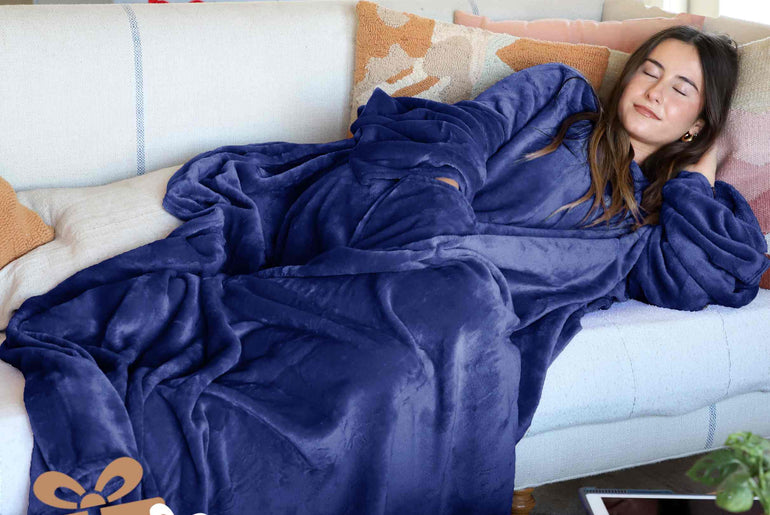 Dark Color Fleece Wearable Blanket Thin style
