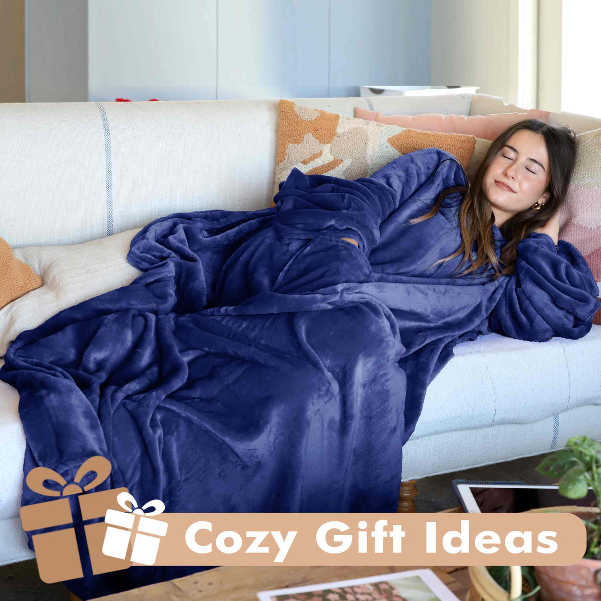 Dark Color Fleece Wearable Blanket Thin style