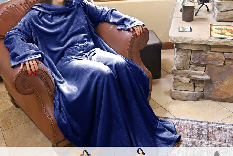 Dark Color Fleece Wearable Blanket Thin style
