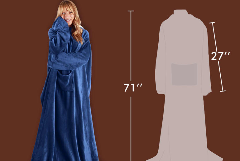 Dark Color Fleece Wearable Blanket size chart