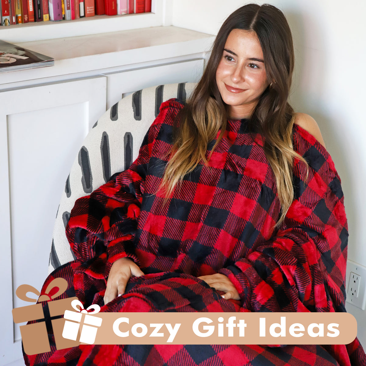 Dot & Plaid Fleece Wearable Blanket