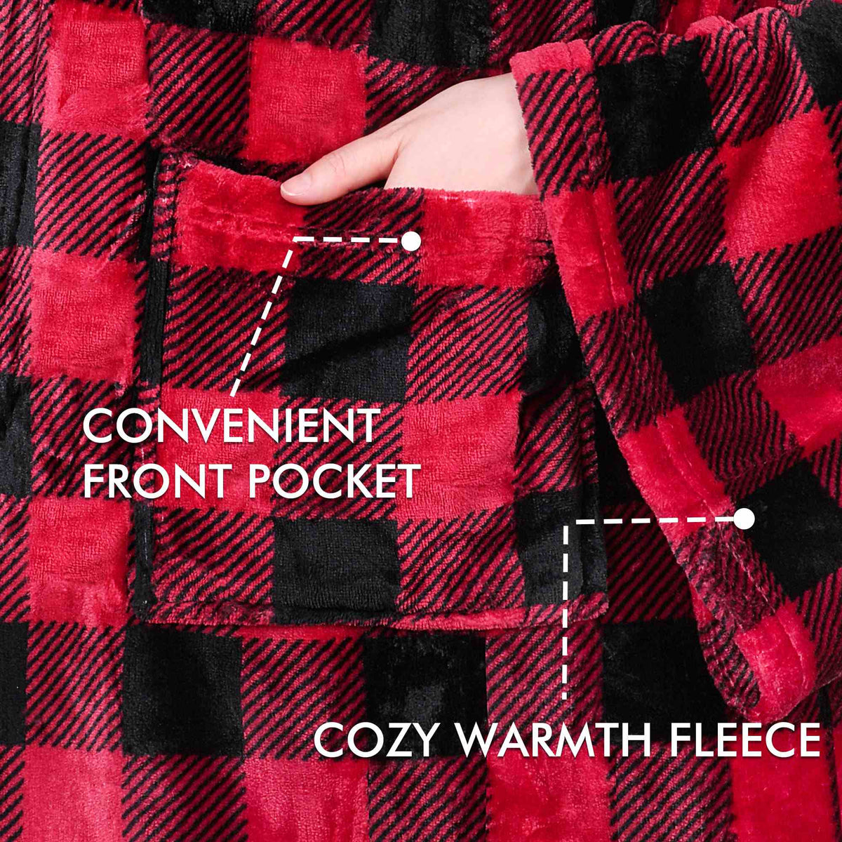 Dot & Plaid Fleece Wearable Blanket