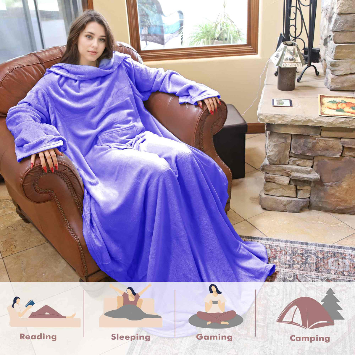 Light Color Fleece Wearable Blanket