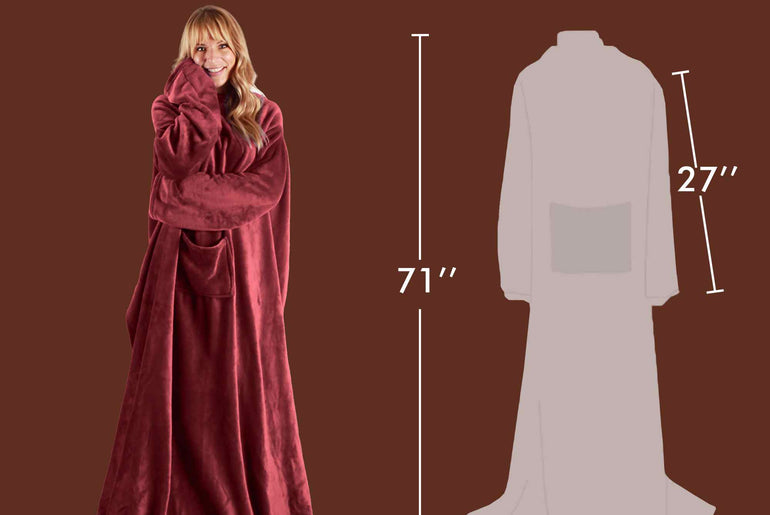 Dark Color Fleece Wearable Blanket size chart