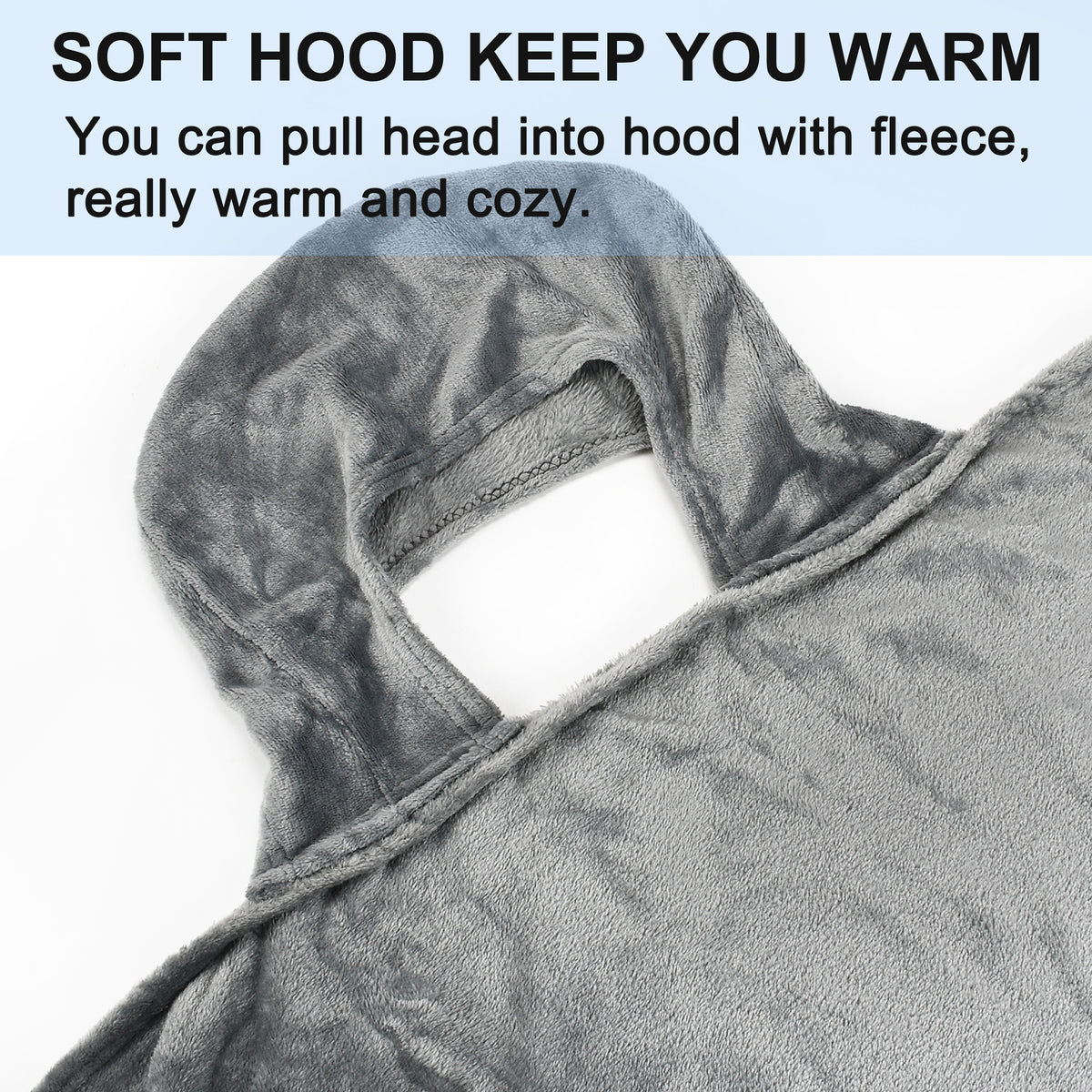 Long Fleece Wearable Poncho Blanket with Hood