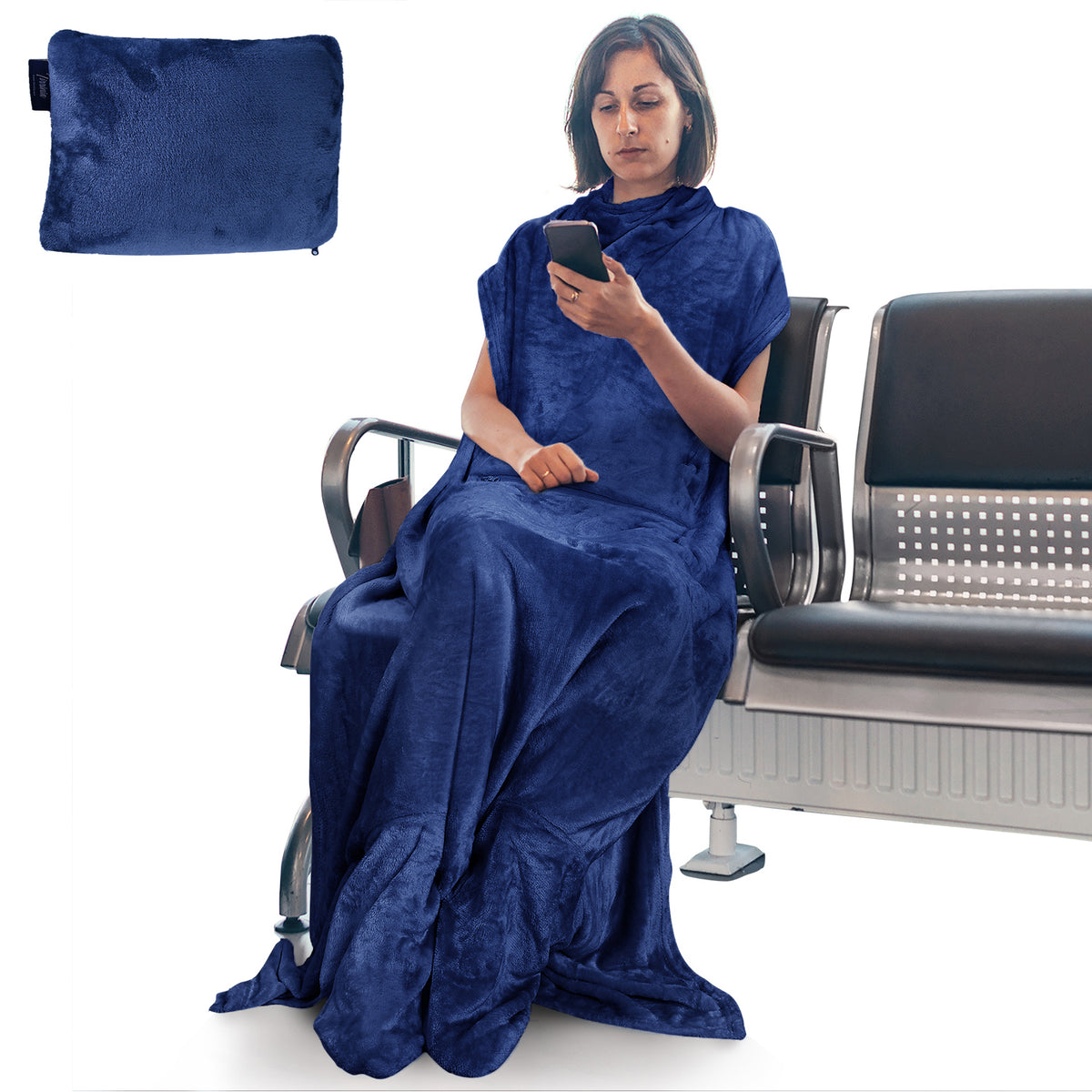 Fleece Travel Blanket with Foot Pockets
