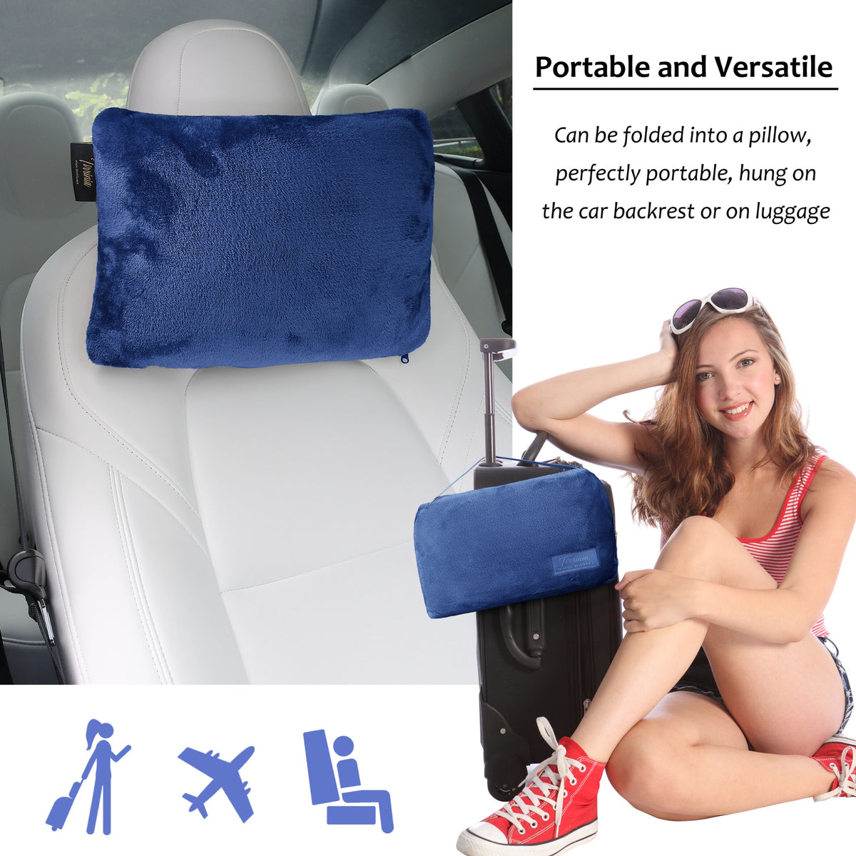 Fleece Travel Blanket with Foot Pockets