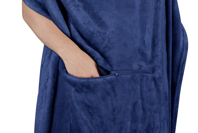 Fleece Travel Blanket with Foot Pockets