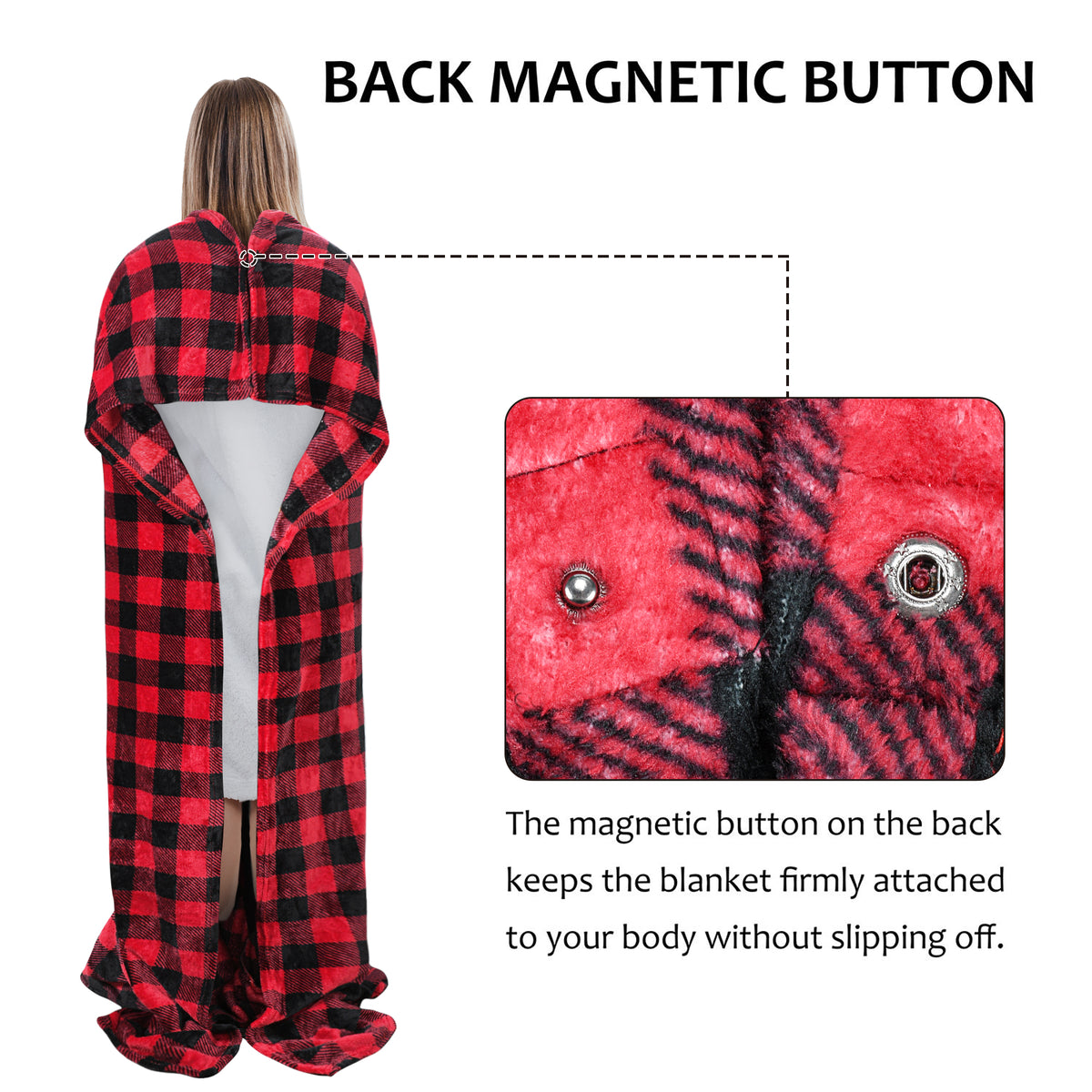 Fleece Wearable Travel Blanket with Foot Pockets
