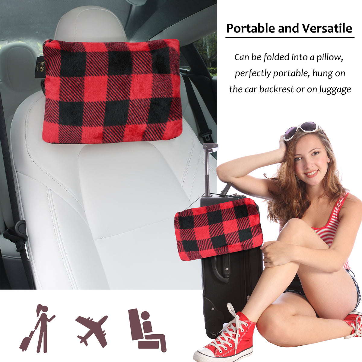 Fleece Wearable Travel Blanket with Foot Pockets